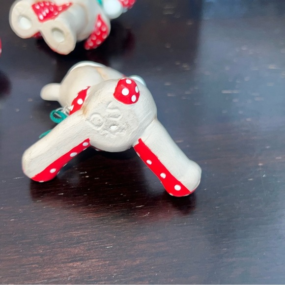 6 Vintage Ceramic Kimple Mold Hand Painted Quilted Bear/ Reindeer Figurines - Picture 5 of 13